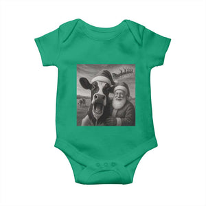 Funny Santa Selfie with Cow Christmas Baby Onesie TS14 Irish Green Print Your Wear