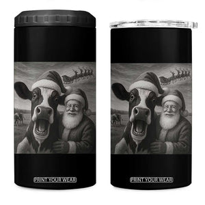 Funny Santa Selfie with Cow Christmas 4 in 1 Can Cooler Tumbler TS14 One Size: 16 oz Black Print Your Wear