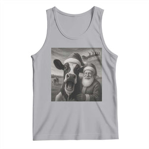 Funny Santa Selfie with Cow Christmas Tank Top TS14 Athletic Heather Print Your Wear