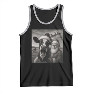 Funny Santa Selfie with Cow Christmas Tank Top TS14 Black Athletic Heather Print Your Wear