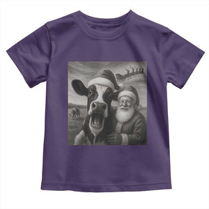Funny Santa Selfie with Cow Christmas Toddler T Shirt TS14 Purple Print Your Wear