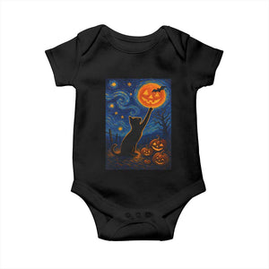 Black Cat Halloween Baby Onesie Starry Night Van Gogh TS14 Black Print Your Wear