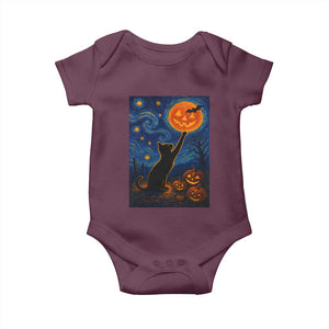 Black Cat Halloween Baby Onesie Starry Night Van Gogh TS14 Maroon Print Your Wear