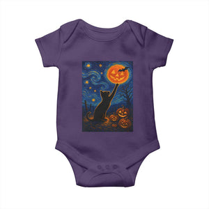 Black Cat Halloween Baby Onesie Starry Night Van Gogh TS14 Purple Print Your Wear