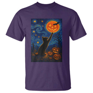 Black Cat Halloween T Shirt Starry Night Van Gogh TS14 Purple Print Your Wear