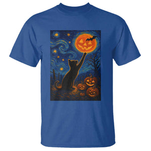 Black Cat Halloween T Shirt Starry Night Van Gogh TS14 Royal Blue Print Your Wear