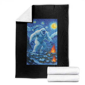 Yeti Cryptid Christmas Throw Blanket Winter Monster Starry Night Xmas TS14 Black Print Your Wear