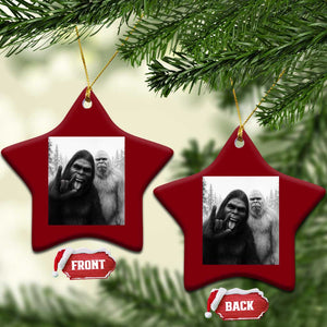 Bigfoot Selfie Xmas Ceramic Ornament Sasquatch Yeti Rock On Hand TS14 Print Your Wear