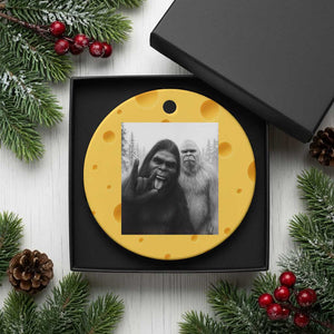 Bigfoot Selfie Xmas Ceramic Ornament Sasquatch Yeti Rock On Hand TS14 1pc Yellow Cheese Print Your Wear