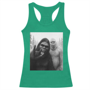 Bigfoot Selfie Christmas Racerback Tank Top Sasquatch Yeti Rock On Hand TS14 Irish Green Print Your Wear