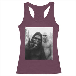 Bigfoot Selfie Christmas Racerback Tank Top Sasquatch Yeti Rock On Hand TS14 Maroon Print Your Wear