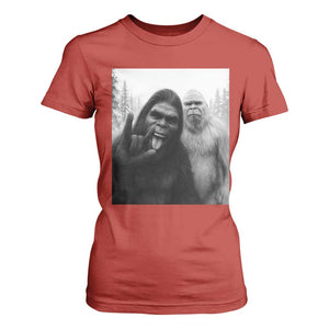 Bigfoot Selfie Christmas T Shirt For Women Sasquatch Yeti Rock On Hand TS14 Red Print Your Wear