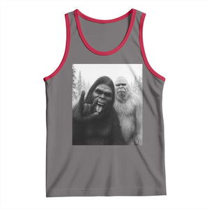 Bigfoot Selfie Christmas Tank Top Sasquatch Yeti Rock On Hand TS14 Deep Heather Red Print Your Wear