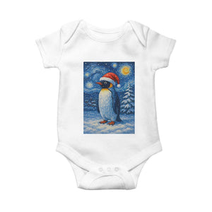 Penguin Christmas Baby Onesie Starry Night Van Gogh TS14 White Print Your Wear