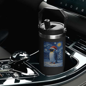 Penguin Christmas Flip Straw Tumbler Starry Night Van Gogh TS14 Print Your Wear