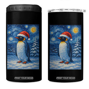 Penguin Christmas 4 in 1 Can Cooler Tumbler Starry Night Van Gogh TS14 One Size: 16 oz Black Print Your Wear