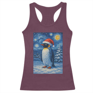 Penguin Christmas Racerback Tank Top Starry Night Van Gogh TS14 Maroon Print Your Wear