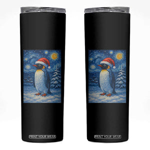 Penguin Christmas Skinny Tumbler Starry Night Van Gogh TS14 Black Print Your Wear