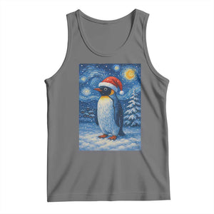 Penguin Christmas Tank Top Starry Night Van Gogh TS14 Black Heather Print Your Wear