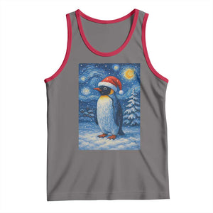Penguin Christmas Tank Top Starry Night Van Gogh TS14 Deep Heather Red Print Your Wear