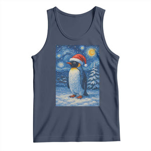 Penguin Christmas Tank Top Starry Night Van Gogh TS14 Navy Print Your Wear
