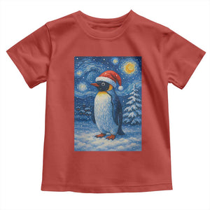 Penguin Christmas Toddler T Shirt Starry Night Van Gogh TS14 Red Print Your Wear
