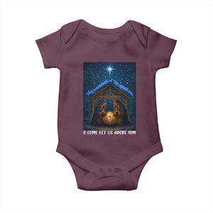 Nativity Scene Christmas Baby Onesie O Come Let Us Adrove Him TS14 Maroon Print Your Wear