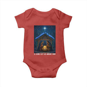 Nativity Scene Christmas Baby Onesie O Come Let Us Adrove Him TS14 Red Print Your Wear