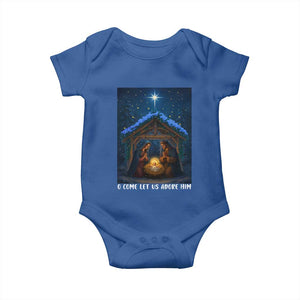 Nativity Scene Christmas Baby Onesie O Come Let Us Adrove Him TS14 Royal Blue Print Your Wear