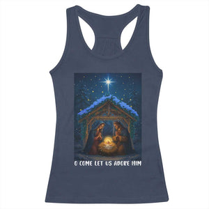 Nativity Scene Christmas Racerback Tank Top O Come Let Us Adrove Him TS14 Navy Print Your Wear