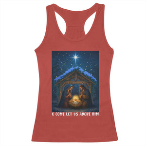 Nativity Scene Christmas Racerback Tank Top O Come Let Us Adrove Him TS14 Red Print Your Wear