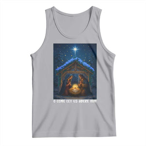 Nativity Scene Christmas Tank Top O Come Let Us Adrove Him TS14 Athletic Heather Print Your Wear