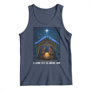 Nativity Scene Christmas Tank Top O Come Let Us Adrove Him TS14 Navy Print Your Wear