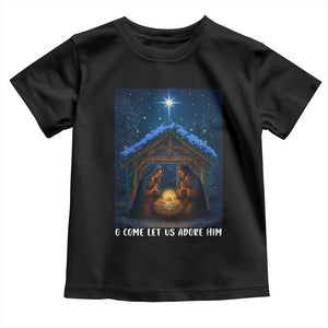 Nativity Scene Christmas Toddler T Shirt O Come Let Us Adrove Him TS14 Black Print Your Wear