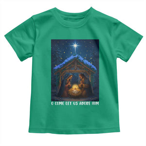 Nativity Scene Christmas Toddler T Shirt O Come Let Us Adrove Him TS14 Irish Green Print Your Wear