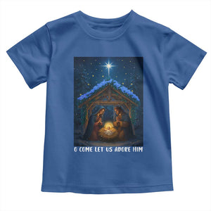 Nativity Scene Christmas Toddler T Shirt O Come Let Us Adrove Him TS14 Royal Blue Print Your Wear