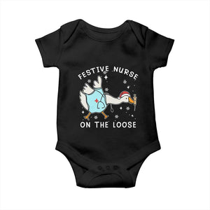 Funny ER Nurse Goose Christmas Baby Onesie Festive Nurses On The Loose TS14 Black Print Your Wear