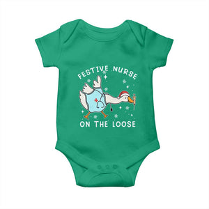 Funny ER Nurse Goose Christmas Baby Onesie Festive Nurses On The Loose TS14 Irish Green Print Your Wear