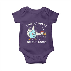 Funny ER Nurse Goose Christmas Baby Onesie Festive Nurses On The Loose TS14 Purple Print Your Wear