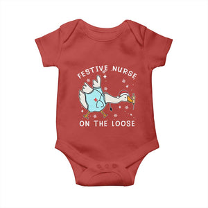 Funny ER Nurse Goose Christmas Baby Onesie Festive Nurses On The Loose TS14 Red Print Your Wear