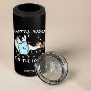 Funny ER Nurse Goose Christmas 4 in 1 Can Cooler Tumbler Festive Nurses On The Loose TS14 Print Your Wear