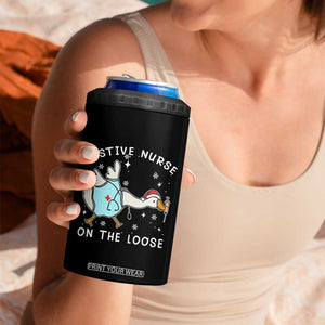 Funny ER Nurse Goose Christmas 4 in 1 Can Cooler Tumbler Festive Nurses On The Loose TS14 Print Your Wear