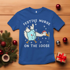 Funny ER Nurse Goose Christmas T Shirt Festive Nurses On The Loose TS14 Royal Blue Print Your Wear