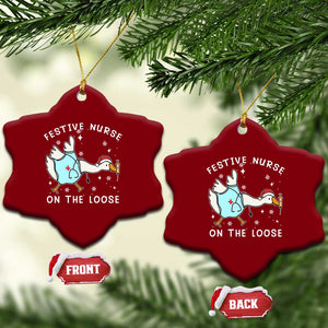 Funny ER Nurse Goose Christmas Ceramic Ornament Festive Nurses On The Loose TS14 Print Your Wear