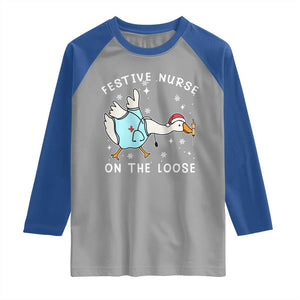Funny ER Nurse Goose Christmas Raglan Shirt Festive Nurses On The Loose TS14 Sport Gray Royal Print Your Wear