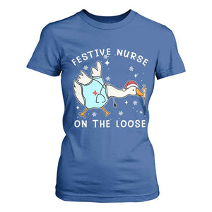 Funny ER Nurse Goose Christmas T Shirt For Women Festive Nurses On The Loose TS14 Royal Blue Print Your Wear