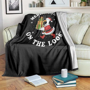 Festive Goose on The Loose Throw Blanket Funny Goose Christmas Meme TS14 Print Your Wear