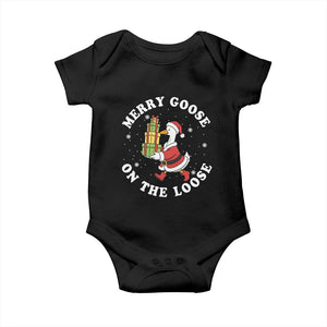 Festive Goose on The Loose Baby Onesie Funny Goose Christmas Meme TS14 Black Print Your Wear