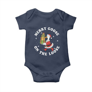 Festive Goose on The Loose Baby Onesie Funny Goose Christmas Meme TS14 Navy Print Your Wear