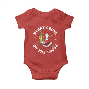 Festive Goose on The Loose Baby Onesie Funny Goose Christmas Meme TS14 Red Print Your Wear